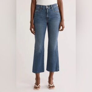 Etica Anya High Rise Modern Flare Cropped Jean Raw Hem Sz 29 NWT